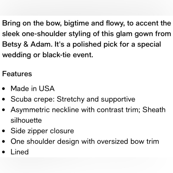 Nwt betsy & Adam Vibrant Red One-Shoulder big bow Gown made in USA size 14 - Picture 14 of 16